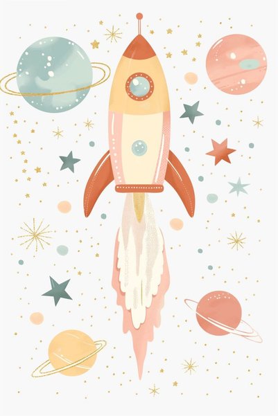 özkacar 3-Piece Design Children's Room Astronaut and Galaxy Home Wall Living Room Beauty Salon Office Shop Decoration K