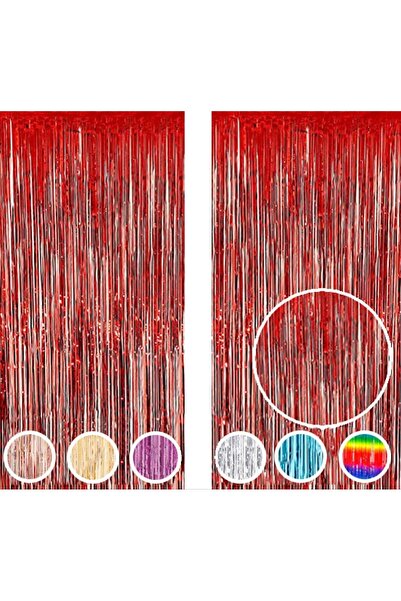 MARKQ Red Foil Fringe Curtain 1×2m Metallic Tinsel Party Backdrop for Birthday, Wedding, Baby Shower [2]