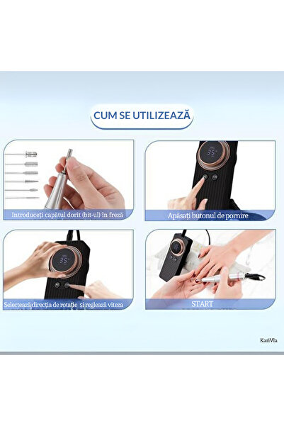 KariVla KariVla Nail File, 35,000 RPM, 50W, Portable with LCD Screen, Accessories Included, Black