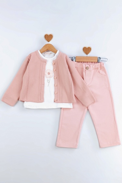 Öztürkpartievi Pink Pullover with Pants Girl's Set