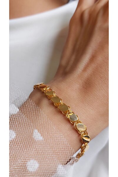 Cemal Demircioğlu Pullu Halep 14 Ayar Atın Kalın 6mm 5.49gr 21cm Erkek Kadın Bileklik