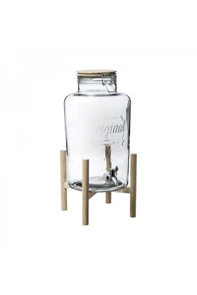 Secret de Gourmet Dozator de băuturi răcoritoare cu suport din lemn, Limonadă Originală, 8 litri