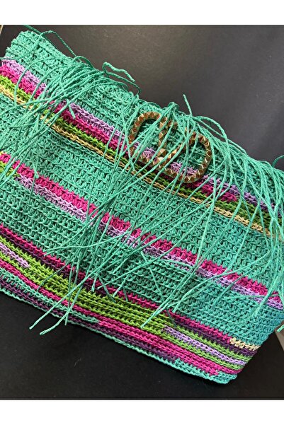 Ana&Kuzusu İplik حقيبة كتف متعددة الألوان مصنوعة يدويًا من خيوط الورق