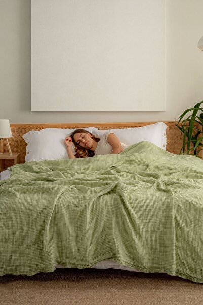 MYLASA HOME Muslin Bedspread Ultra Soft High Quality 4 Layers Muslin Pike (Single Size (240X240 cm)