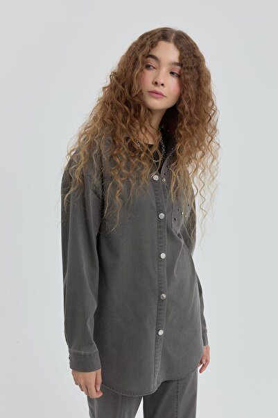 Nihan Shiny Stone Denim Pants Tunic Set