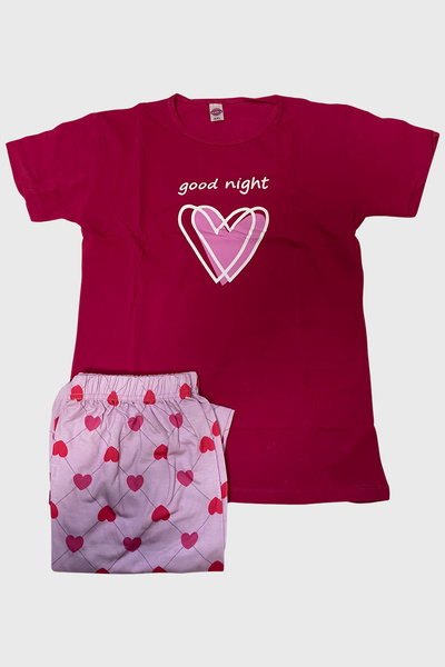 JENİKA Women's Short Sleeve Good Night Pajama Set