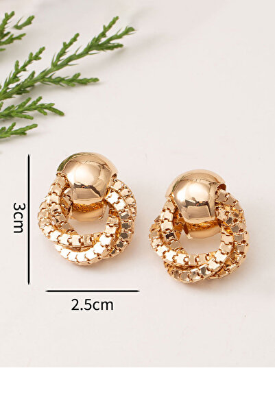 The Collection Noble Loop Düğüm Tasarımlı Gold Düğüm Küpe