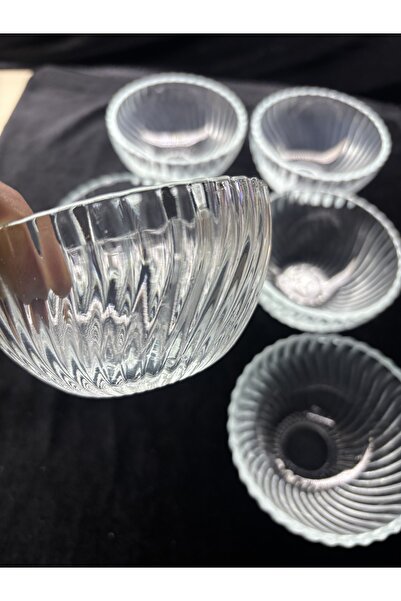 DİBA AVM 6 Pieces Glass Snack Bowl Presentation Bowl Breakfast Jam Magnolia Bowl Presentation Bowl Serving Set 180 ml