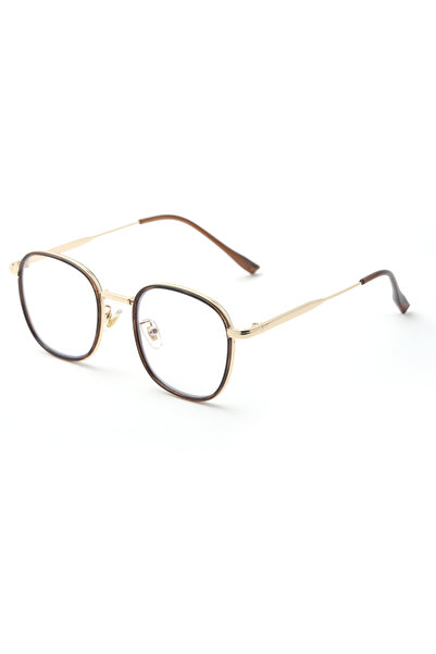 Angel Eyes Unisex Metal Gold Brown Framed Blue Light Protection Computer Glasses