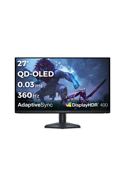 Dell Monitor pentru jocuri QD-OLED QHD 360Hz, 0,03 ms, FreeSyncTM HDR TrueBlack USB Type-C, USB, HDMI, Pivot,