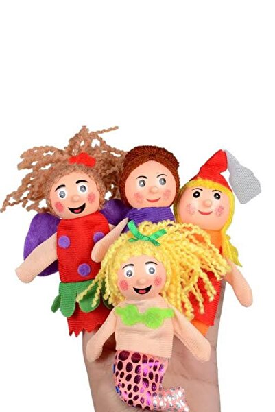 Bundera Set of 4 Wooden Finger Puppet Baby Kids Game Fairy Tale Story Visual Expression Intelligence Development Props Toy