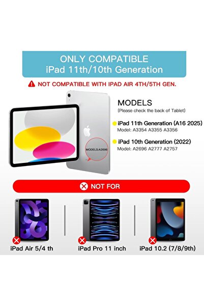 HYX for iPad 11th/10th Generation Case with Keyboard, Magnetic Wireless Detachable Folio case wi