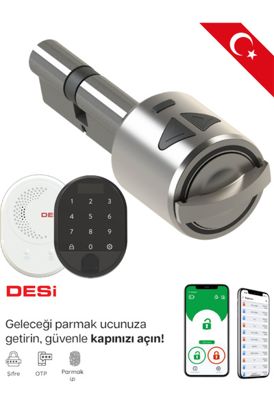 Desi Utopic R Gri WiFi Akıllı Kapı Kilidi -Parmak İzi Akıllı Kilit-Zahmetsiz Kurulum (Google Home-Alexa)