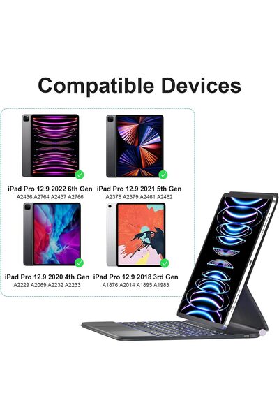 HYX iPad Pro 12.9 Magic Case with Keyboard, Multi-Touch Trackpad, Backlight