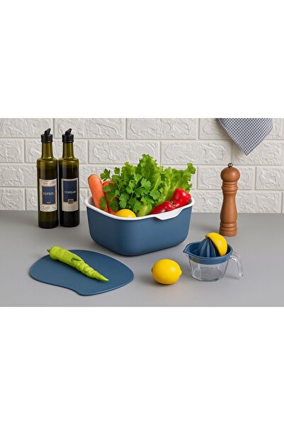 maisone home طقم مطبخ مكون من 5 قطع يشمل وعاء خلط، مصفاة، لوح تقطيع، عصارة لي...