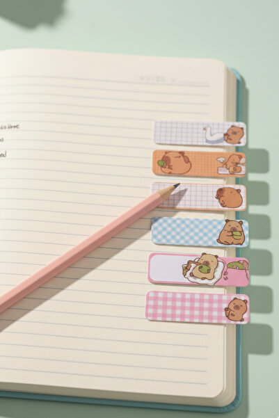 NaSaDAN 1 Adet Kapibara Sevimli Ayraç ve Yapışkanlı Not Kağıdı Sticky Note - Öğrenci Ofis Kırtasiye