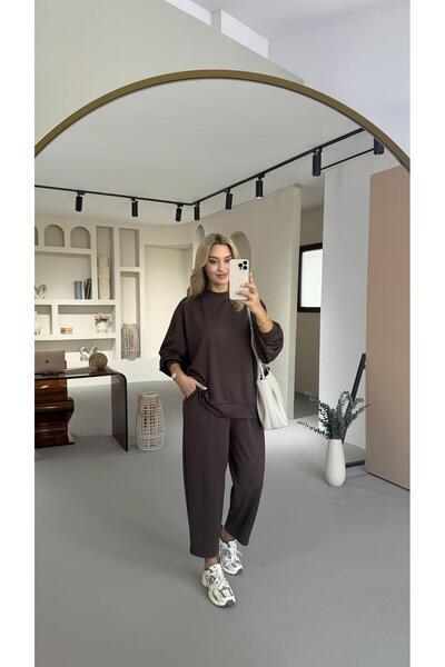 Sezgi Tekin Brown Slouchy Pants Sweat Modal Set