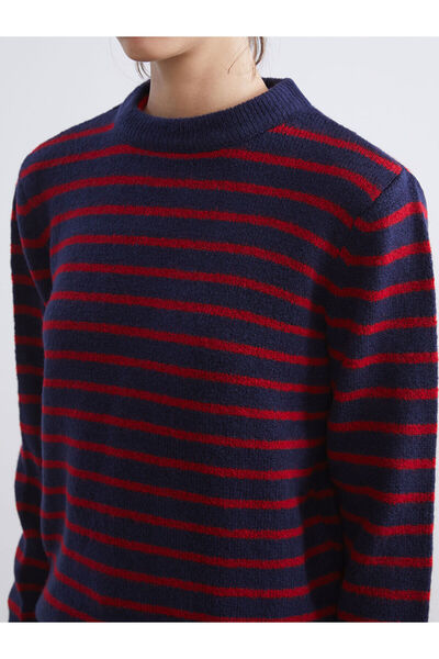 LC Waikiki Peak Yeni Sezon Bisiklet Yaka Çizgili Kadın Triko Kazak