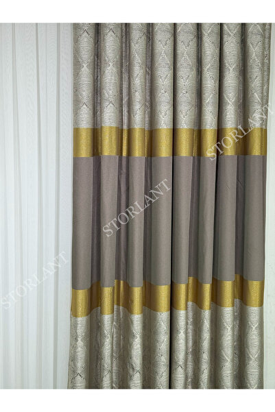 Storlant Rio Gray-Mink Panel Background Curtain Is Preferred - 1/3 Frequently Pleated L with Accessories as a Gift L Suitable for Any Room