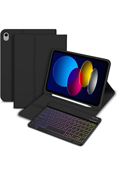HYX حافظة لوحة مفاتيح لجهاز iPad الجيل العاشر باللون الأسود: متوافقة مع مقاس 10.9 بوصة، مريحة، محمولة، للسفر، والعمل،