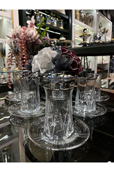 P&ORA PREMIUM KITCHEN PRODUCTS YENİ ZEO GÜMÜŞ YALDIZLI 6 KİŞİLİK ÇAY SETİ