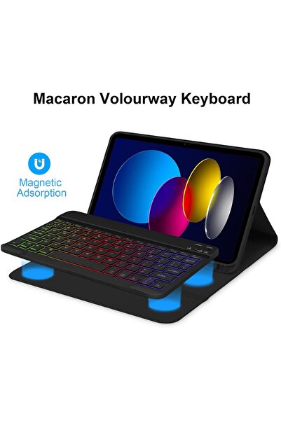 HYX حافظة لوحة مفاتيح لجهاز iPad الجيل العاشر باللون الأسود: متوافقة مع مقاس 10.9 بوصة، مريحة، محمولة، للسفر، والعمل،