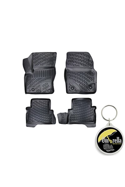 Umbrella Set 4 covorașe auto din cauciuc tip tavă Premium Line 3D pentru FORD KUGA I (C394) 2008-2012 cu breloc
