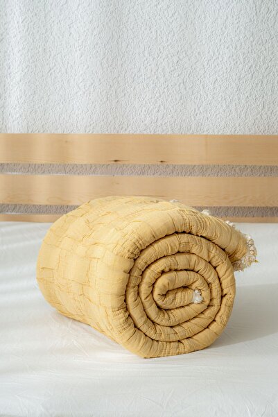 MYLASA HOME Muslin 7 Layer Tera Series Quilt Double Size (Petrol, Mustard, Dusty Rose, King Size 240X260 cm)