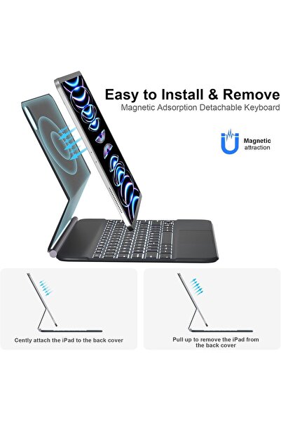 HYX iPad Pro 12.9 Magic Case with Keyboard, Multi-Touch Trackpad, Backlight