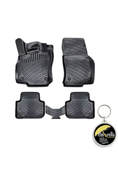 Umbrella Set 4 covorașe auto din cauciuc cu tavă Premium Line 3D pentru Audi Q3 I (F3) 2018- și breloc