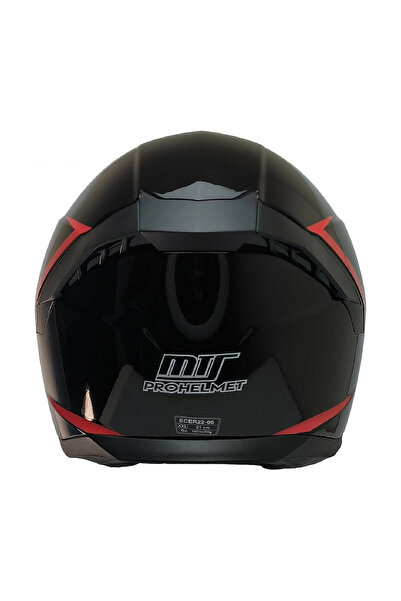 MTS M-910 STINGER GÜNEŞ VİZÖRLÜ SİYAH-FOSFORLU KIRMIZI KASK (IRIDIUM GOLD CAMLI)
