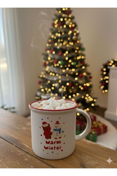 Home Christmas Snowman Cookie Gift Red Detailed Mug