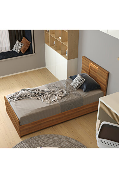 klubeconcept LED Işıklı Başlıklı Modern Tek Kişilik Yatak %100 MDF Kalite 95X...