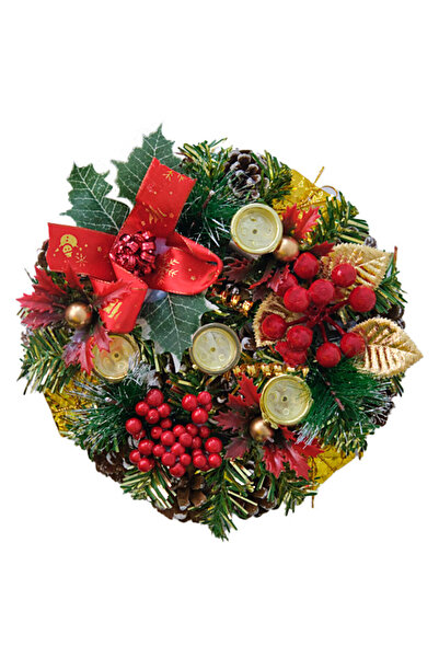 velve Decoratiune "Lumina Festiva" tip coronita din brad cu suport pentru 4 l...