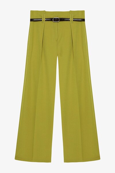 Quzu Παντελόνι με λεπτομέρεια ζώνης Olive