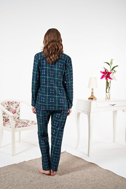 Estiva Plaid Buttoned Suede Pajama Set