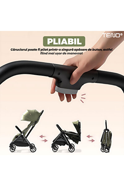 Teno Sport Stroller for Babies Teno®, foldable, easy to carry, adjustable seat, spacious, khaki