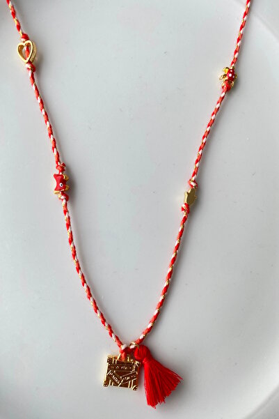 Shepidi قلادة حبل أحمر على شكل حقيبة سفر ذات طابع عطلة