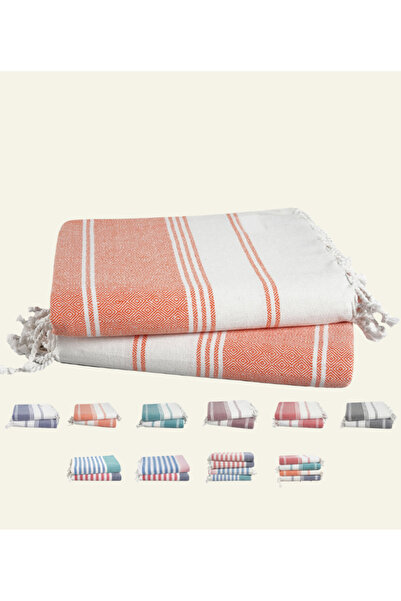 Cloud Scape Linen Turkish Beach Towel Set of 2, 39x71 inches Oversized Lightweight 100% Cotton Hammam Towel