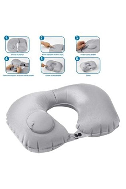 OEM Φουσκωτό Μαξιλάρι Ταξιδιού Γκρι 44 x 28 εκ.