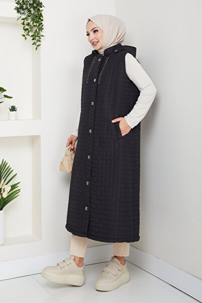 Pamuk Butik Women's Plus Size Quilted Vest with Pockets