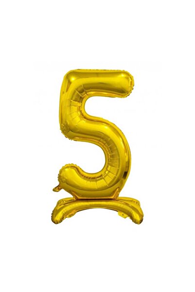 İSTOÇ PARTİ Footed Gold Color Number Foil Balloon 75 cm - 5