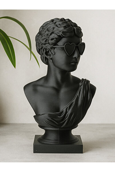 Sizseyy Kadın Büst Kalp Şeklinde Gözlüklü Biblo Dekor Dekoratif Obje Heykel