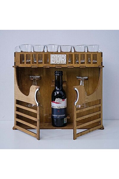 velve Minibar din Lemn 'Eleganță Rustică' cu Suport pentru Pahare și Sticlă