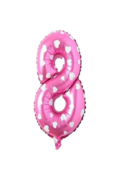 İSTOÇ PARTİ Dotted Pink Color Number Foil Balloon 40 cm - 8