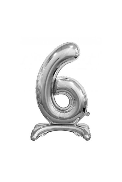 İSTOÇ PARTİ Standing Silver Color Number Foil Balloon 75 cm - 6