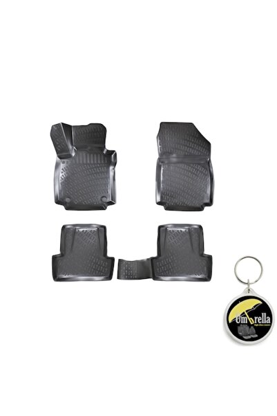 Umbrella Set 4 covorașe auto tip tavă din cauciuc Premium Line 3D pentru RENAULT CLIO 4 2012-2019 și breloc