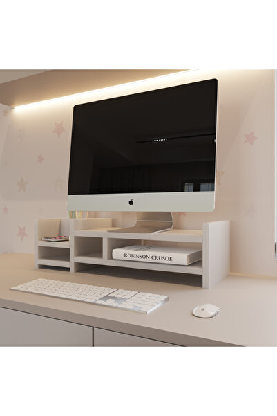 klubeconcept حامل سطح المكتب العصري المصنوع من الخشب المضغوط بنسبة 100% مع منظم لشاشات العرض