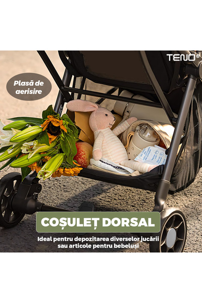 Teno Sport Stroller for Babies Teno®, foldable, easy to carry, adjustable seat, spacious, khaki