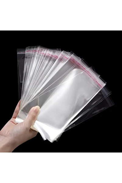 HG Tedarik 150 Adet 8x15 Cm Bantlı Yapışkanlı Şeffaf Opp Jelatin Poşet ( 8x10*5)